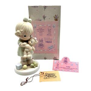 Precious Moments Loving 1993 Members Only Figurine Girl with Teddy Bear Gift
